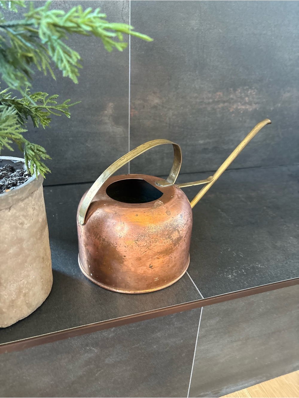 Vintage Copper & Brass Watering Can, Curated Home, Indoor Plants/Succulents